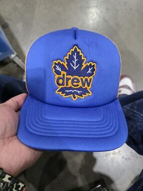 Rare drew House X Toraonto Maple Leaf Blue Trucker Hat with Leaf Logo
